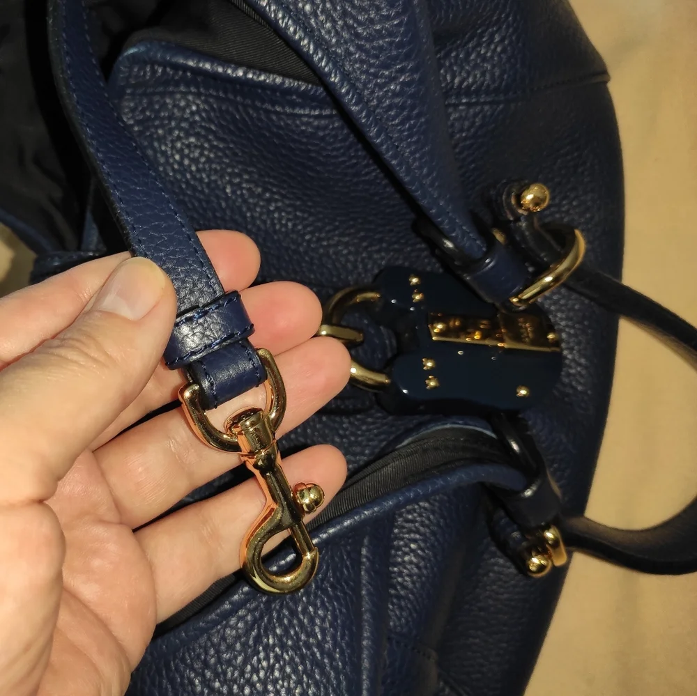 LOEWE Calle Navy Gained Leather Hobo Bag